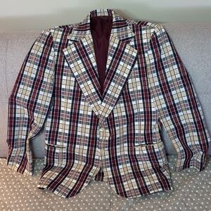 Coronet Men's Vintage Plaid Tailored Wool Blend Blazer.